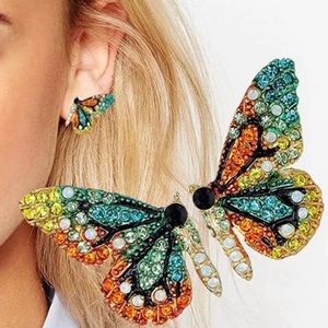 Anthropology Rhinestone butterfly earrings
